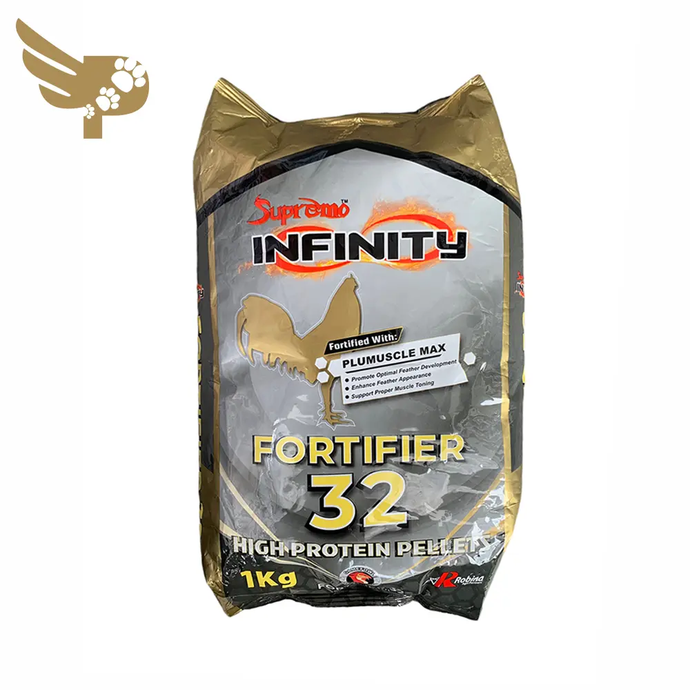 Supremo Fortifier 32 High Protein Pellets 1KG NEW PACKAGING - Conditioning Feed - High Protein Level - Feeds For Gamebirds, Gamefowls, Rooster, Fighting Cocks - 1 kg Game birds, Game fowls - 1 kilo - plt - petpoultryph