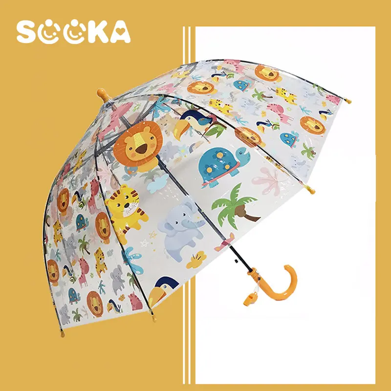 Ready.. HAYYLIFE Payung Transparan Anak-Anak Payung Transparan Anak Laki-laki dan Perempuan ,motif Singa Dinosaurus ,Kartun Payung Ringan Lucu Melengkung Payung Kecil Otomatis SK-AGF1127 1