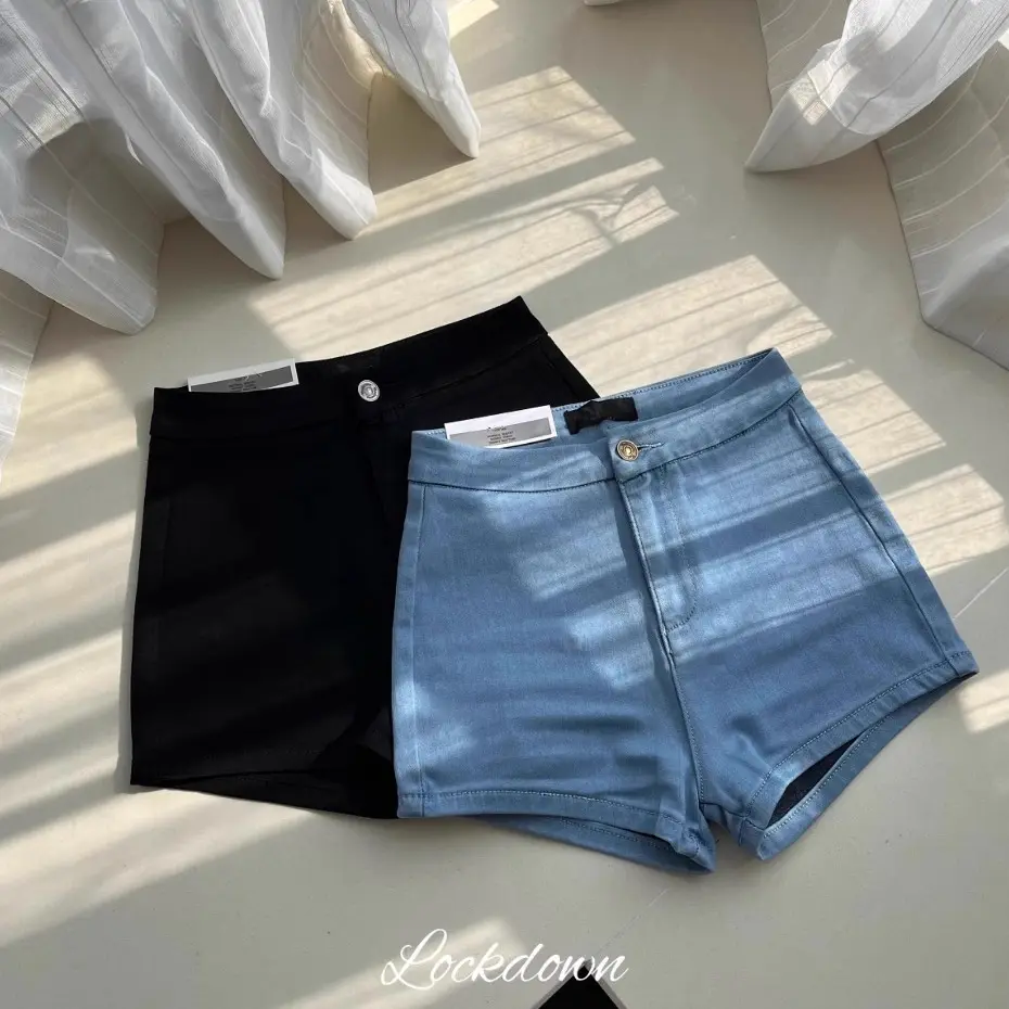 Celana pendek jeans wanita hot pants HW korean style stretch Short pants denim seksi warna 4 Pinggang Tinggi Wanita Musim Panas
