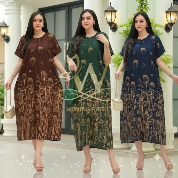 [ 2 PCS ] Daster Lowo Jumbo LD 130 Premium Grade A Dress Daster Kelelawar Motif Gajah Longdress Resleting Depan Busui Friendly Rayon Premium [ Wening Ratri ]