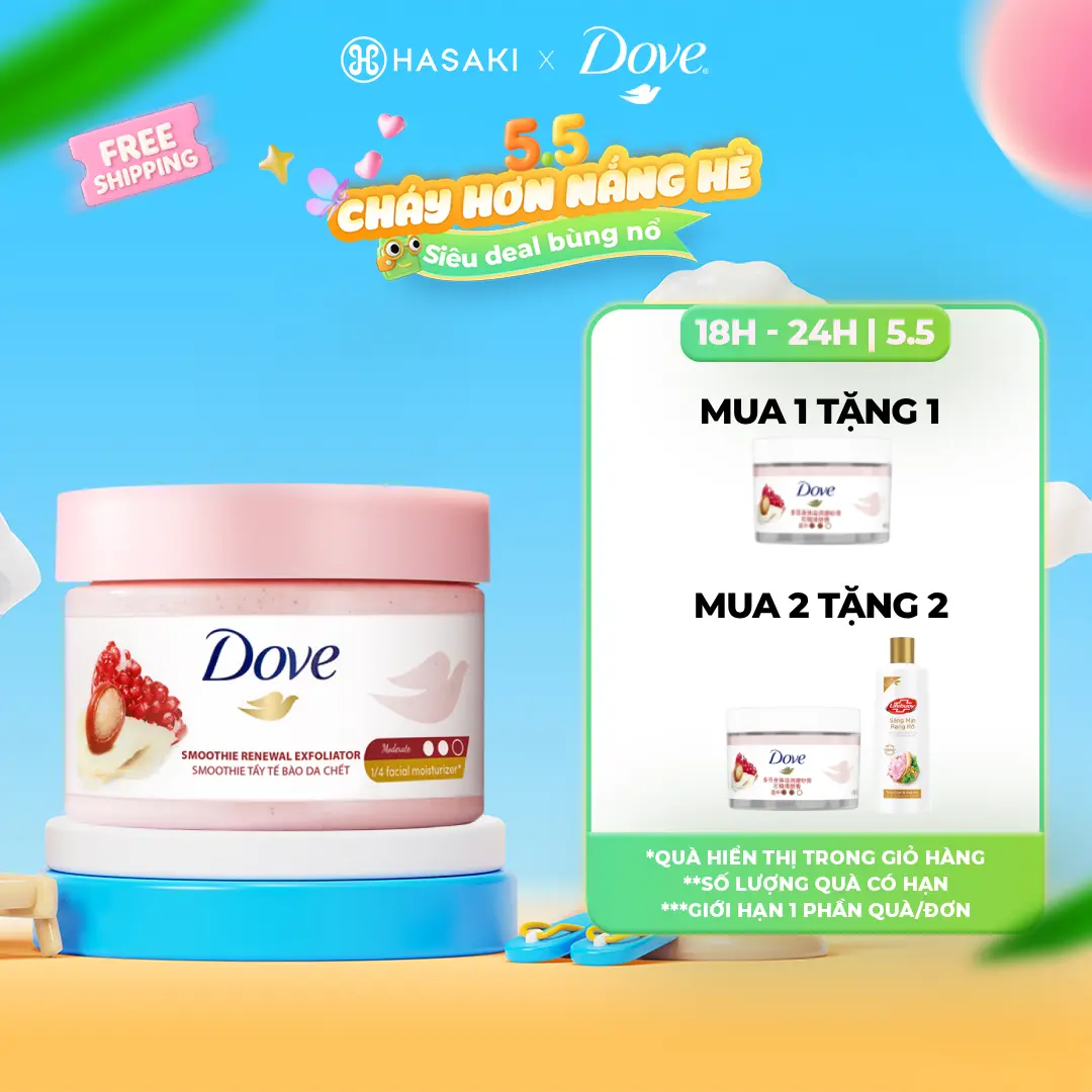 [Mega 5.5 | 17H-24H] Tẩy Da Chết Dove Hương Lựu Đỏ Dưỡng Body Cho Mọi Loại Da 298g | HASAKI BEAUTY Dưỡng Da Body Women