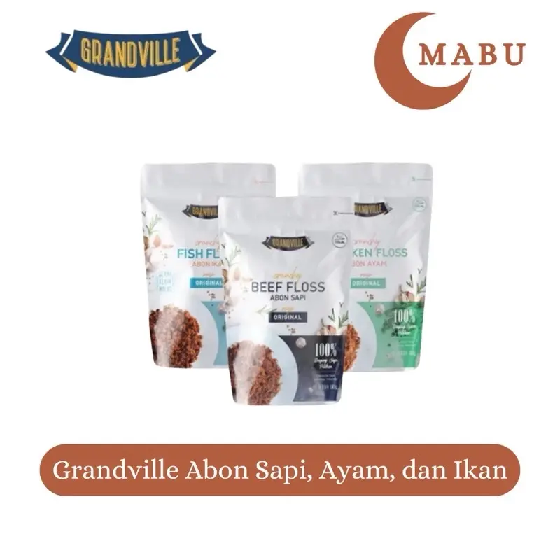 ￼GRANDVILLE Crunchy Original Abon Ayam, Ikan, Sapi 100 gram