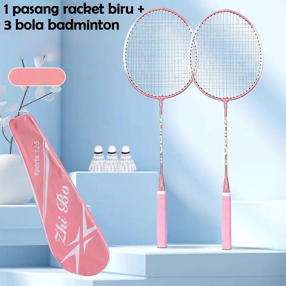 Raket Bulu Tangkis Isi 2 Free Bag / Raket Badminton Paket Komplit / Raket Bulutangkis / Shuttlecock
