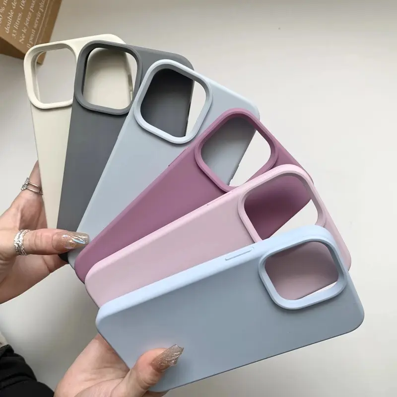 Ốp Điện Thoại Silicon, Dành Cho iPhone 15 Pro Max, 14, 13, 12, 11, 7, 8 Plus, X, XS, X, R, Bao Gồm Tất Cả, Ốp Vỏ Bảo Vệ Chống Sốc, Màu Trơn Ốp Điện Thoại