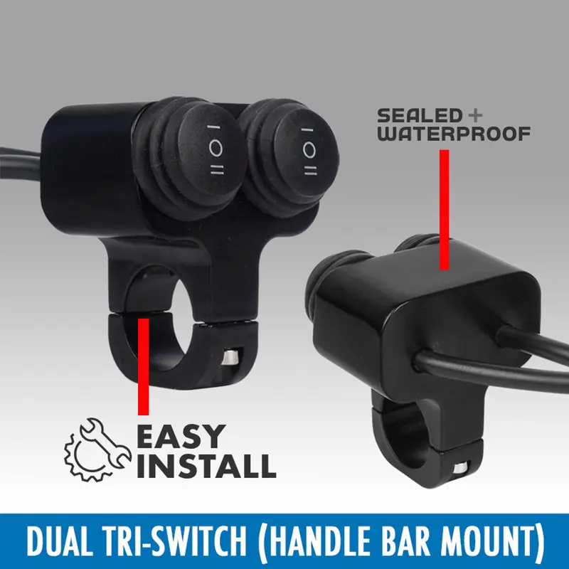 Switch bar tangan motor, dual 2-wire 2-gear aluminium alloy switch 2