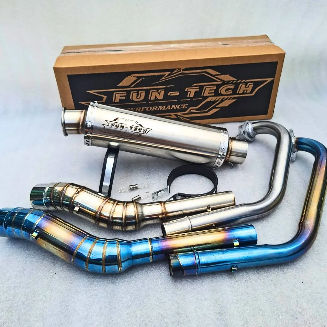 Knalpot Racing Original Fun tech Suara Bass Adem Untuk Motor Sport vixion , Mx , Supra Gtr , Satria dll