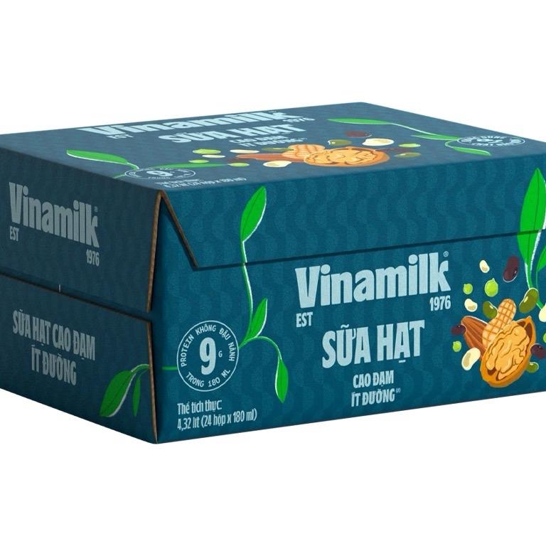 Thùng 24 hộp sữa hạt cao đạm Vinamilk ít đường 180ml