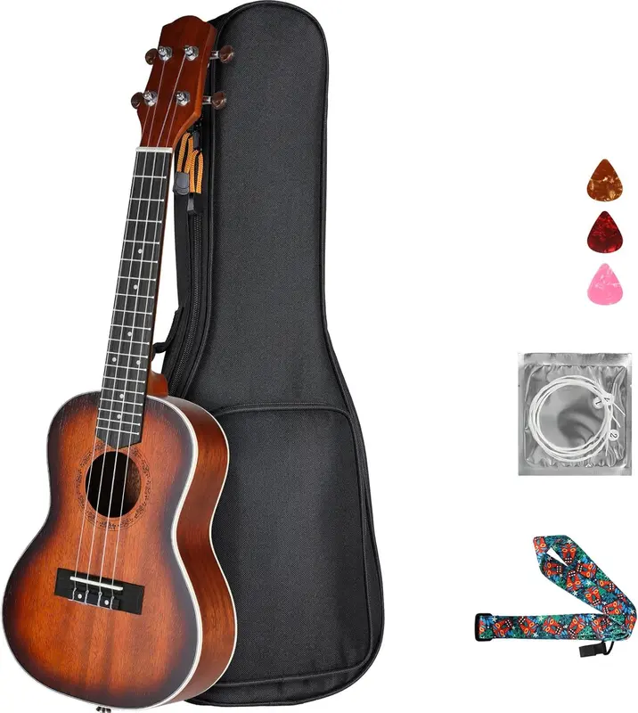 23 Inch Ukulele Kit for Adults Concert Ukulele Mahogany Set with Gig Bag,Picks,Strings,Strap Accessories,Present for Beginner Graduation 0
