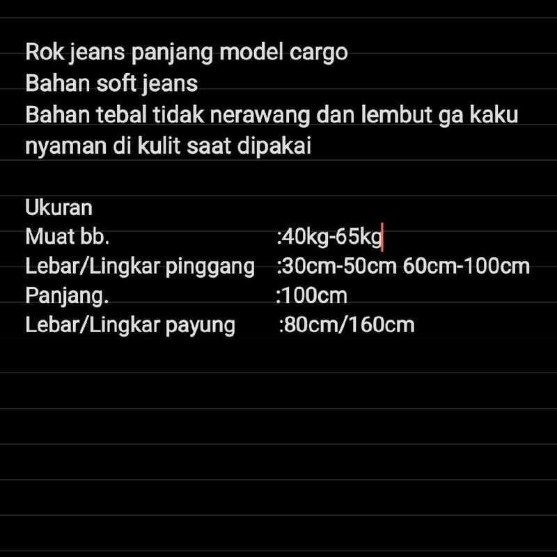 Rok Jeans Cargo - Rok Panjang Cargo - Rok Panjang Wanita - Rok Caro - Rok Mayung - Rok Maxi 7