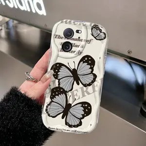 Casing Hp Xiaomi 13T Pro Redmi K60 Ultra Case pola kupu-kupu abu-abu hitam Kesing HP ganda pelindung Softcase anti guncangan sederhana Casing