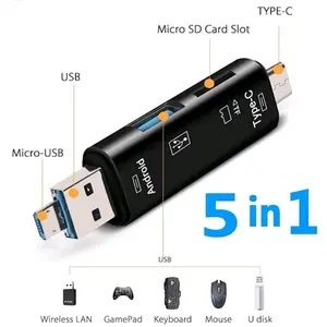 Card Reader OTG 5 in 1 USB 3.0 Type C Fit For Micro Sd TF Memory Card Adaptor Card Reader Computer