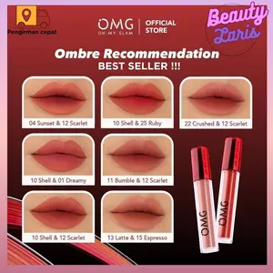 PAKET OMBRE OMG MATTE KISS LIP CREAM | BUNDLING 2 PCS LIP OMG OH MY GLAM LIP CREAM