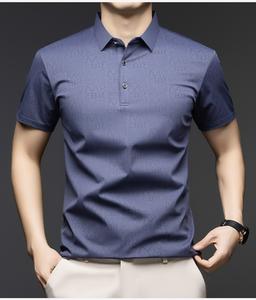 オールオーバーレタープリントデザイン 新しいメンズスタイル シンプルな無地ポロシャツ + オールオーバーレタープリントデザイン | ビジネスカジュアル | アイスシルク通気性素材