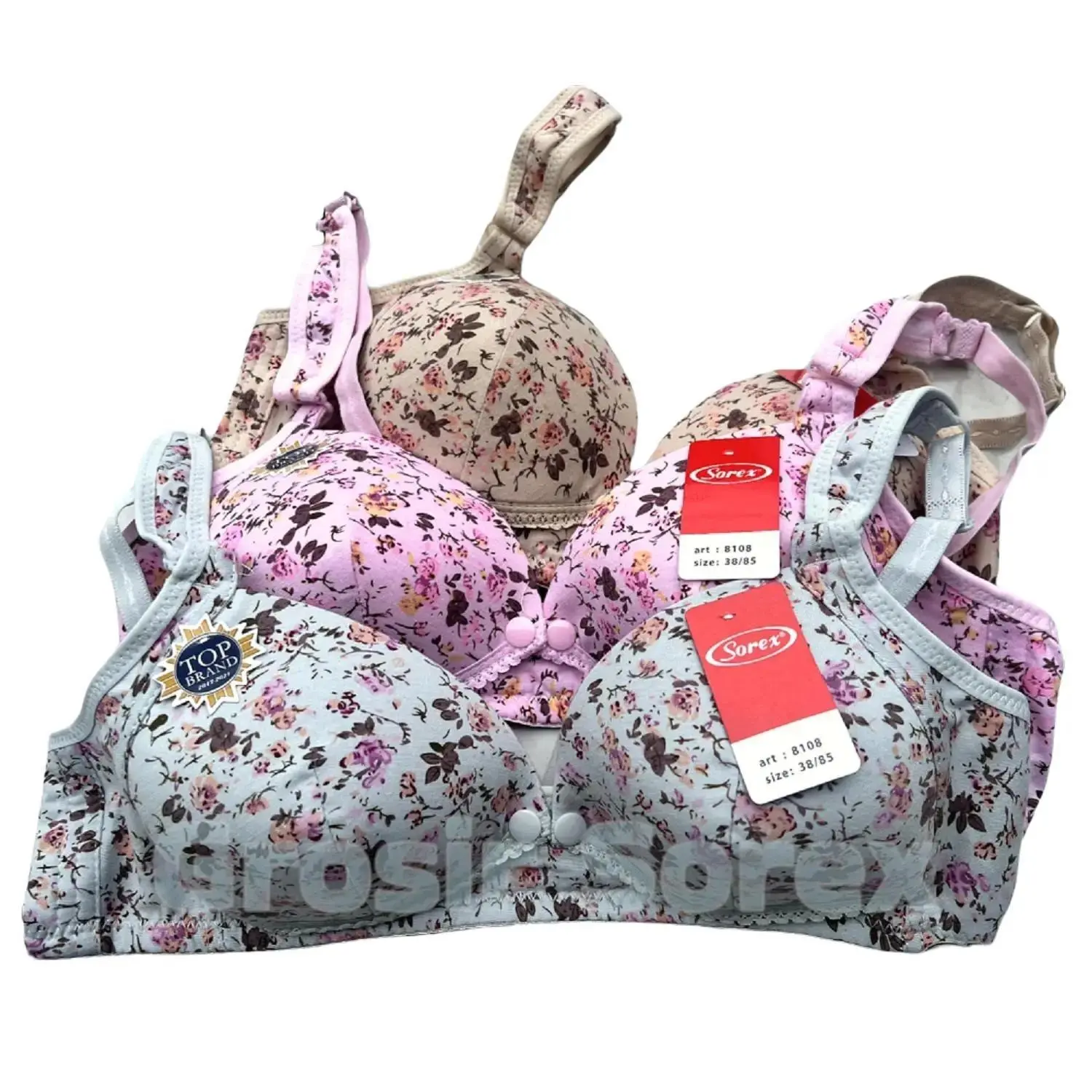 Bh Menyusui Sorex 8107, 8108 | Nursing Bra Busa Tanpa Kawat Kait 3 Kancing Depan Premium Quality