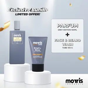 Paket Pria Ganteng & Wangi Morris Perfume Grey Edition X Facial Wash Wajah Bright and Moist Abu - Perawatan Muka