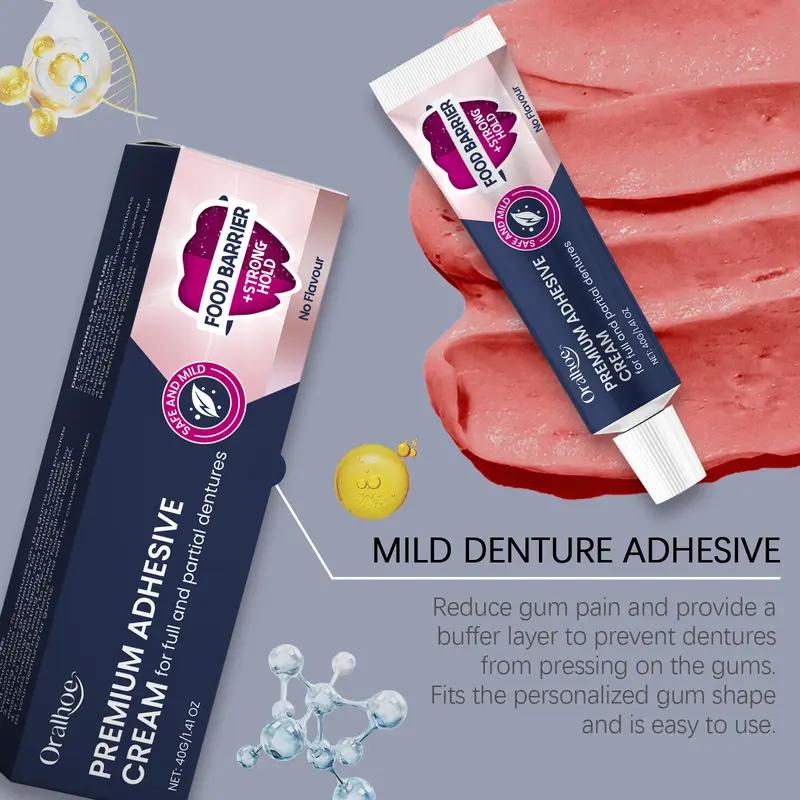 Oralhoe Perekat Gigi Palsu 40g Premium Adhesive Cream Long-Lasting Denture Fixing Adhesive Improve Comfort Denture Care Products