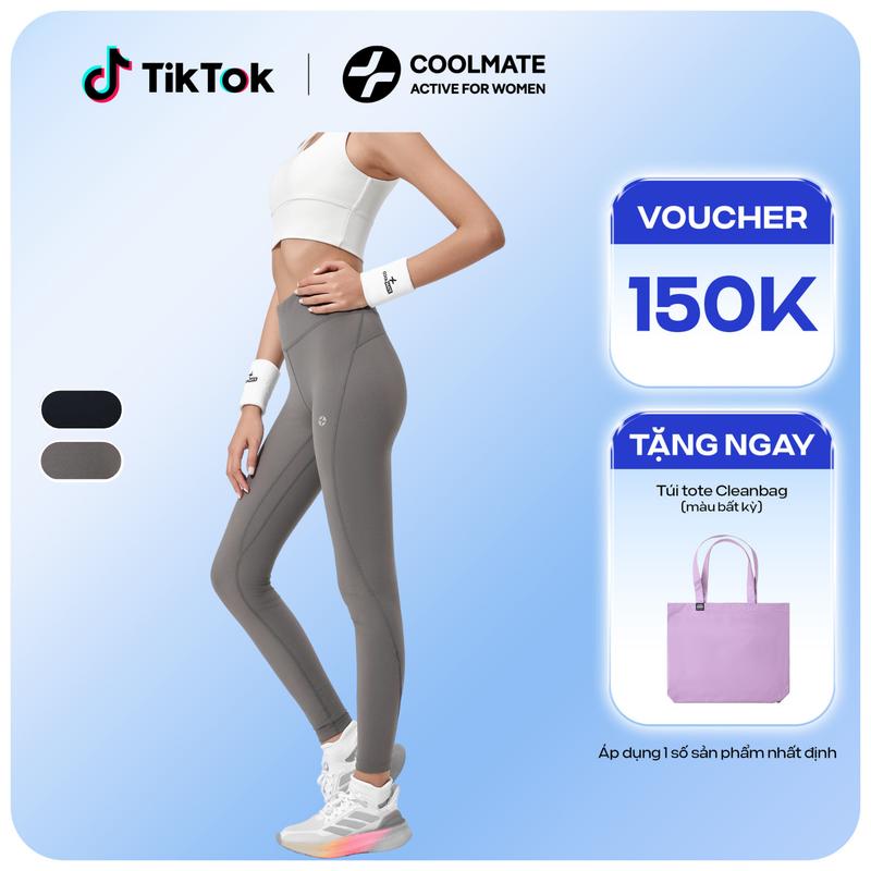 [Outlet không đổi trả] Quần legging thể thao tập gym chạy bộ nữ Medium Support cạp cao tôn dáng, co giãn 4 chiều, thấm hút nhanh khô - Coolmate Active For Women