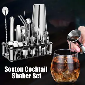 1set Cocktail Shaker Gelas Kocok Stainless Shaker Cocktail Stainless Bartender Tools 23 In 1 Paket Lengkap Cocktail Shaker