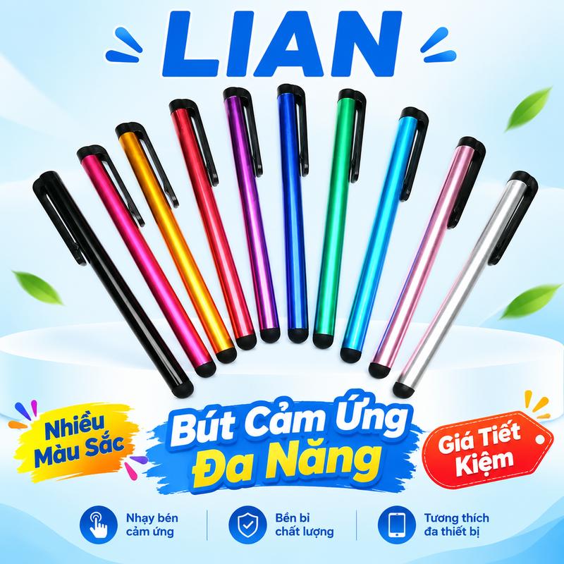 COD Bút cảm ứng Lian đa năng cho điện thoại và máy tính bảng, bút cảm ứng màn hình điện dung, hỗ trợ chạm, dành cho smartphone Android, iPhone và iPad, nhiều màu sắc, chất lượng tốt, giá cả phải chăng