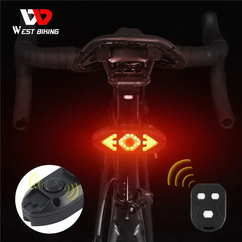 West Biking Lampu Sein Sepeda USB Wireless Tanpa Kabel Waterproof Outdoor Stang 1