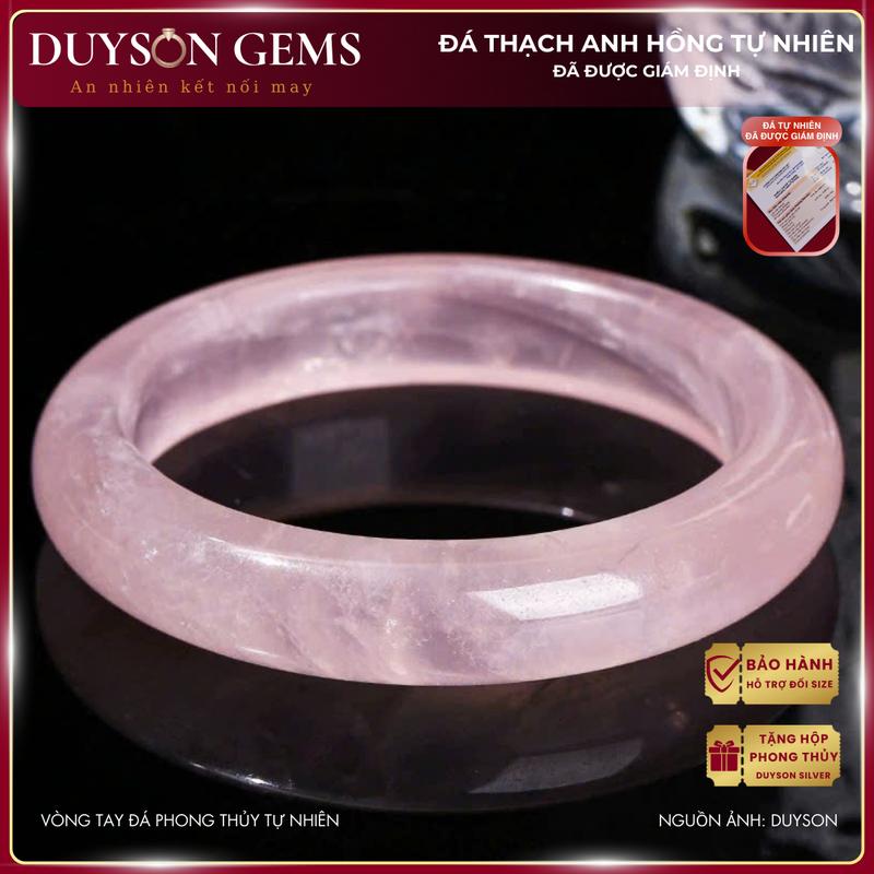  Vòng tay Đá Thạch Anh Hồng Tự Nhiên Thần Tiên Tỉ Tỉ Vòng đá tự nhiên đã được giám định Duyson Gems 