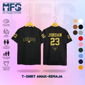 MYFUNNYSTORE - Kaos Anak-Remaja Chccgo Jrdnn 23 Gold NB4 Basket | Cotton Combed 30s | 1-17 Tahun Laki-laki dan Perempuan