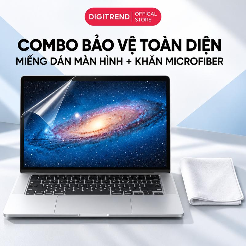 COMBO Dán Màn Hình Macbook Kèm Bộ Khăn Lau Microfiber Bảo Vệ Màn Hình Macbook Air Pro 13-16inch