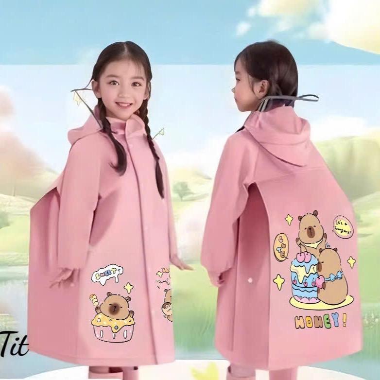 Áo mưa cho bé - Áo mưa trẻ em 4-13 tuổi cao cấp có tấm chắn kiểu rộng đeo được ba lô chất liệu an toàn cho bé