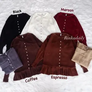 Alana Cardigan Rampel Kancing Flower Tebal Premium