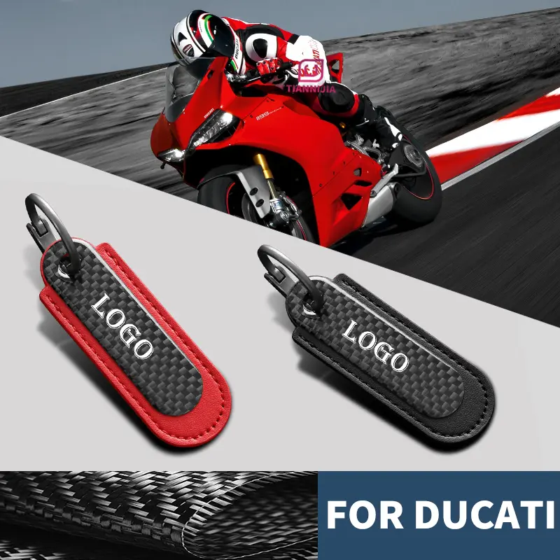 Carbon Fiber Leather Motorcycle Key Chain High-Grade For Ducati 796 795 821 Monster 696 400 1199 Key Ring Accessories