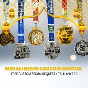 Minimal Pembelian 50 Medali Resin Fun Run Finisher Custom Bentuk Bebas | Untuk Event Lari - Wisuda - Kejuaraan - Lomba