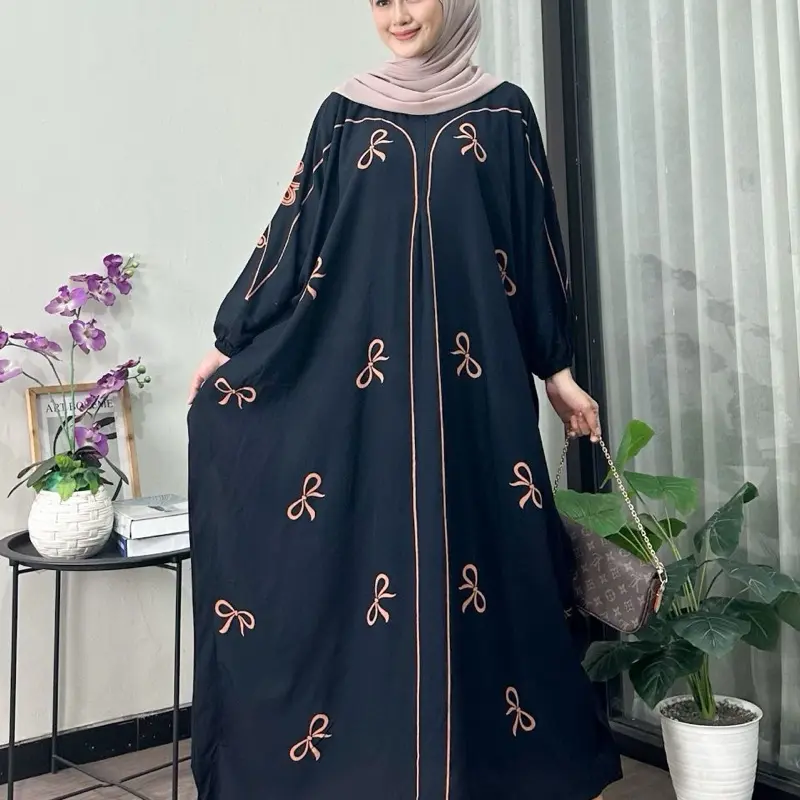 Gamis Kaftan Pita-Kaftan Jumbo-Kaftan Baham Rayon Ld 170 untuk Busui - Formal, Muslim Nyaman