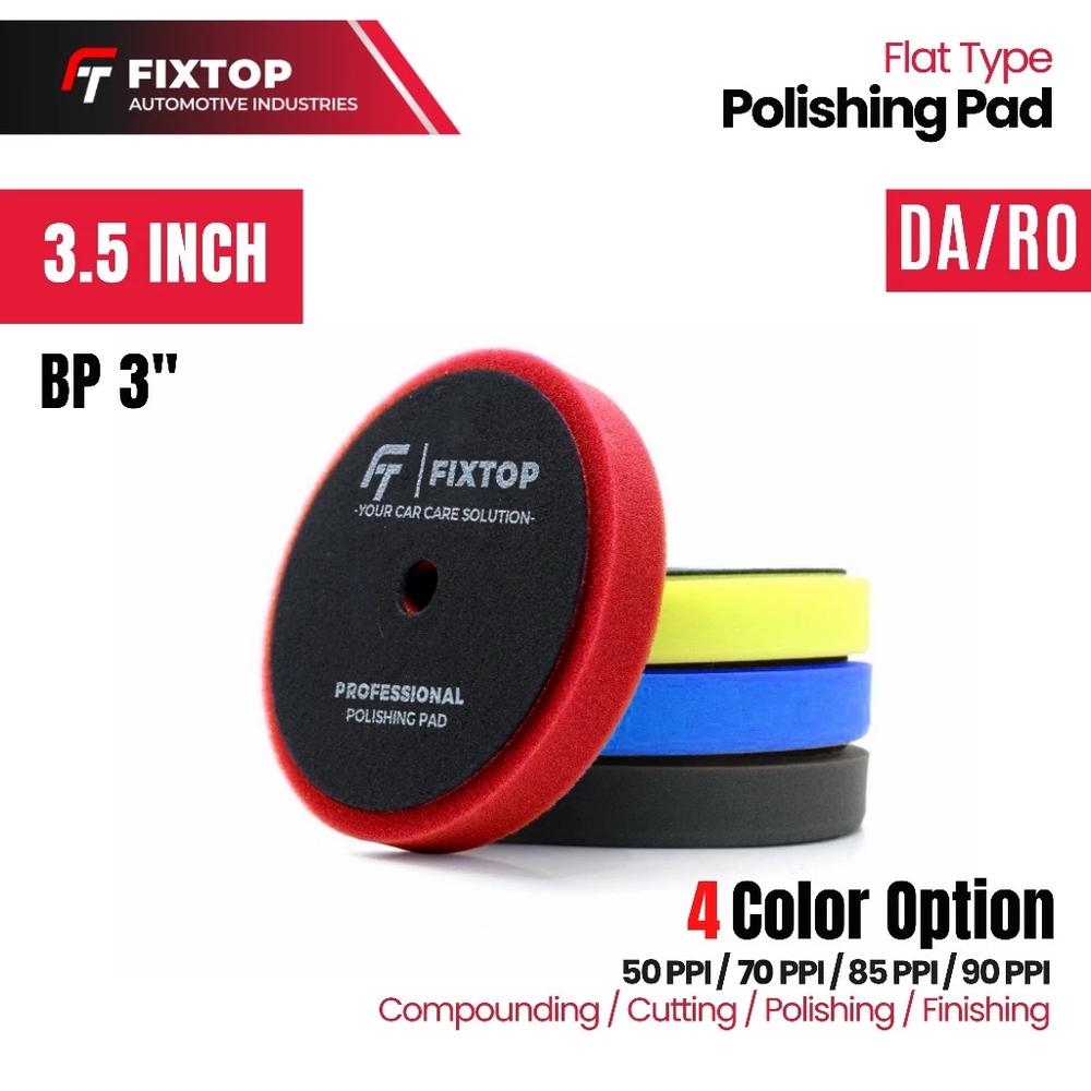 FIXTOP Busa Mesin Poles Mobil 3 Inch DA/RO Spon Foam Pad 3" Poles Dual Action Rotary Germany - Kuning 50 PPI