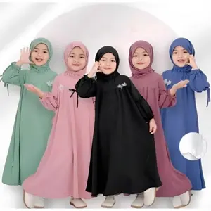 Gamis anak sakura cringkle 3-12 Tahun,Gamis kekinian,Dress Baju Crinkle Airflow,gamis lebaran,gamis crinkle Gamis Anak