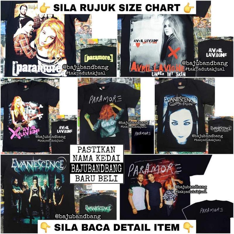 Áo thun của Nhóm nhạc Paramore, Avril Lavigne, Evanescence - 100% Cotton