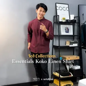 MEN'S ESSENTIAL KOKO LINEN SHIRT | Kemeja Koko Linen Kerah Shanghai Muslim Pria | Clean Outfit Casual Style
