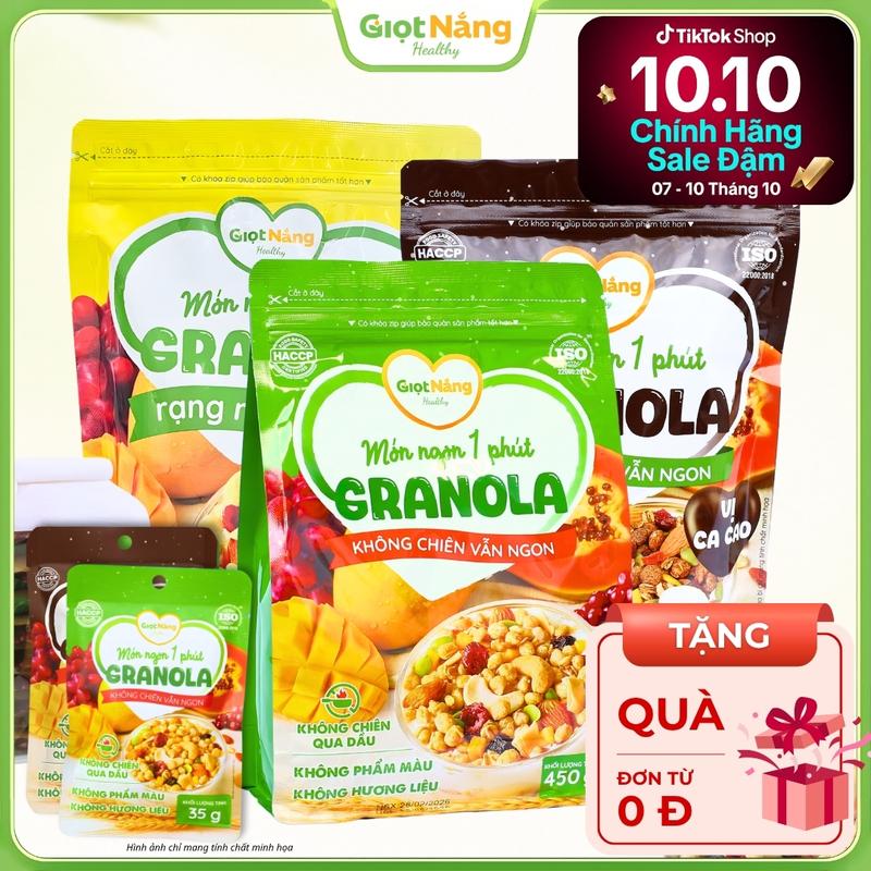 Granola Giọt Nắng Mới Không Chiên Giòn Ngon Với Viên Yến Mạch Gạo Lứt Trái Cây Đóng Gói Từ Nông Sản Giọt Nắng