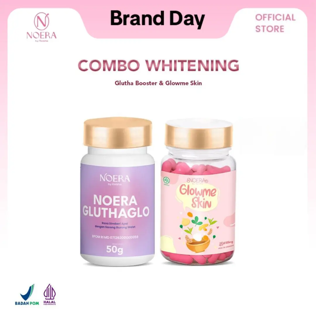 Noera Paket Combo Whitening Set l Noera Glow Me Skin Capsule & Noera Glutha Booster Improved Formula