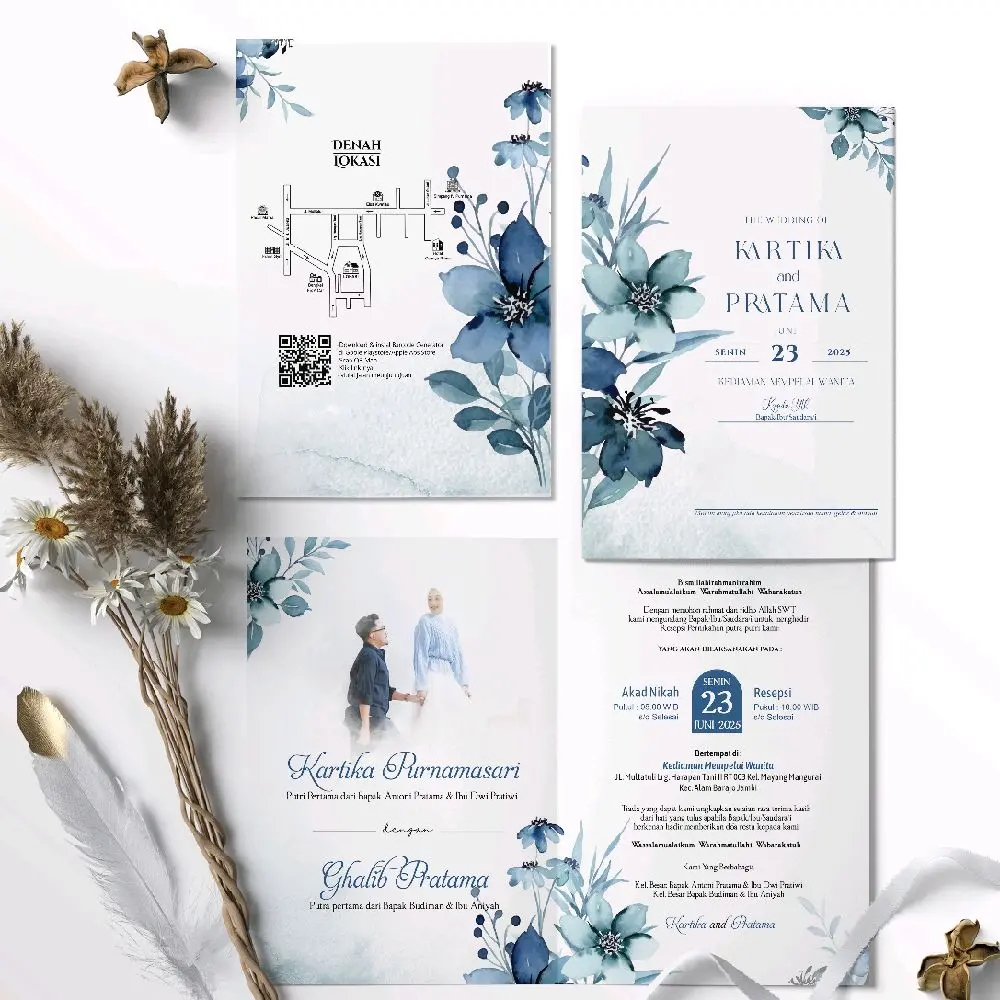 (harga per 100pcs)  Kartu undangan pernikahan, Undangan wedding full colour 2026 free plastij paket lengkap