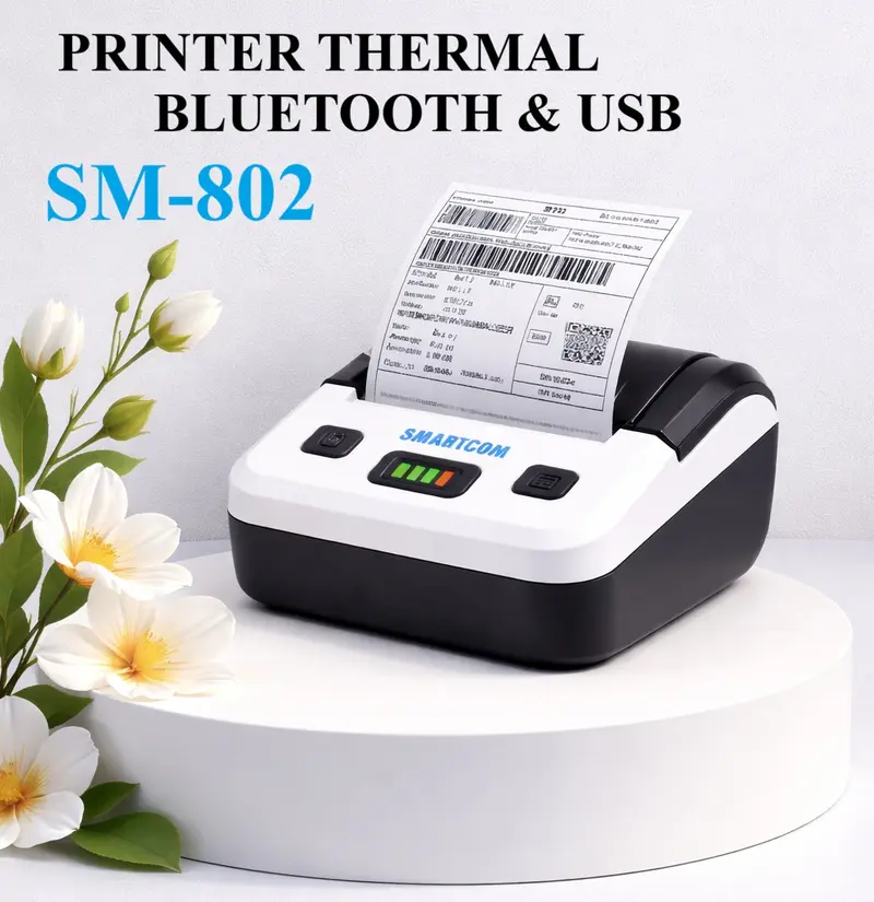 SMARTCOM Printer Thermal Bluetooth USB 80mm Baterai Cetak Alamat Nota