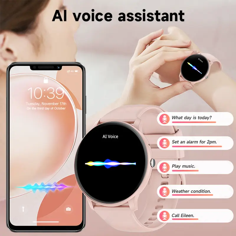 LIGE New 2025 Jam Tangan Pintar Wanita Panggilan Bluetooth Pelacak Kebugaran Pemantauan Tidur Smartwatch For Android iO 1