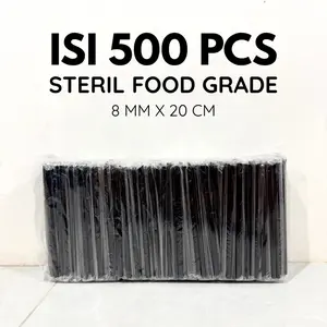 SEDOTAN HITAM STERIL 8 mm x 20 cm FOOD GRADE SEDOTAN BOBA ES TEH JUMBO GELAS JUMBO STRAW HIGIENIS