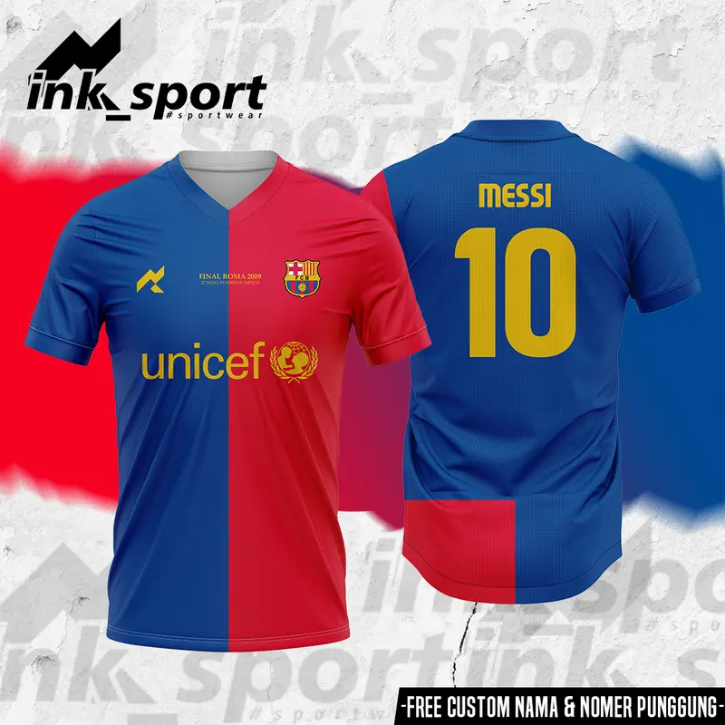 JERSEY BARCELONA FC FINAL ROMA 2009, FULL PRINTING. FREE CUSTOM NAMA DAN NOMER PUNGGUNG Sport 0