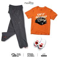 Gambar MAXIMO.CO Setelan Baju Kaos Anak Off Road Brown dan Celana Kargo Parasut Panjang Usia 3-12 Tahun - K. Pndk Denim Offroad Brown + parasut pjg hitam, Setelan M dari Maximo Clothing Store Kab. Bandung 3 Tokopedia
