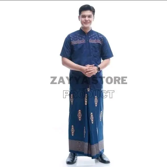 Paket Hemat Set Sarko Sarung Dan Baju Koko Pria Motif Jasuke Sarwon Kombinasi Bordir  Kancing Depan Kain Katun Halus  Nyaman 4