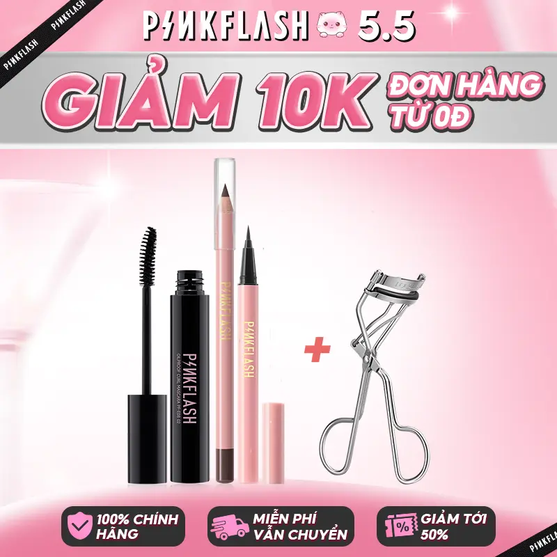 Bộ trang điểm mắt PINKFLASH Bút kẻ mắt Bút chì kẻ lông mày Mascara Đen Sử dụng hàng ngày Chống thấm mồ hôi Ngòi mềm bền lâu+Eyelash Curler
