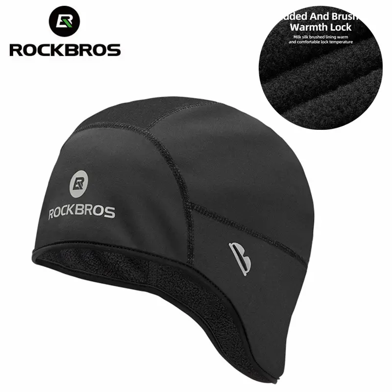ROCKBROS Cycling Cap Ear Protection Windproof Fleece Keep Warm Bicycle Hat For Ski Motorcycle Winter Sports Accessories