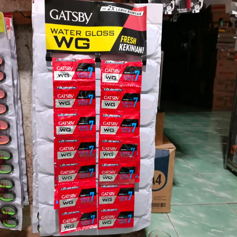 GATSBY Water Gloss Merah Renceng - Per Renceng isi 48 sachet Netto 5g×2 Perawatan Pomade 0