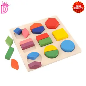 Mainan Balok Puzzle 3D Geometry Anak Bahan Kayu Berkualitas Aman Untuk Anak - Anak