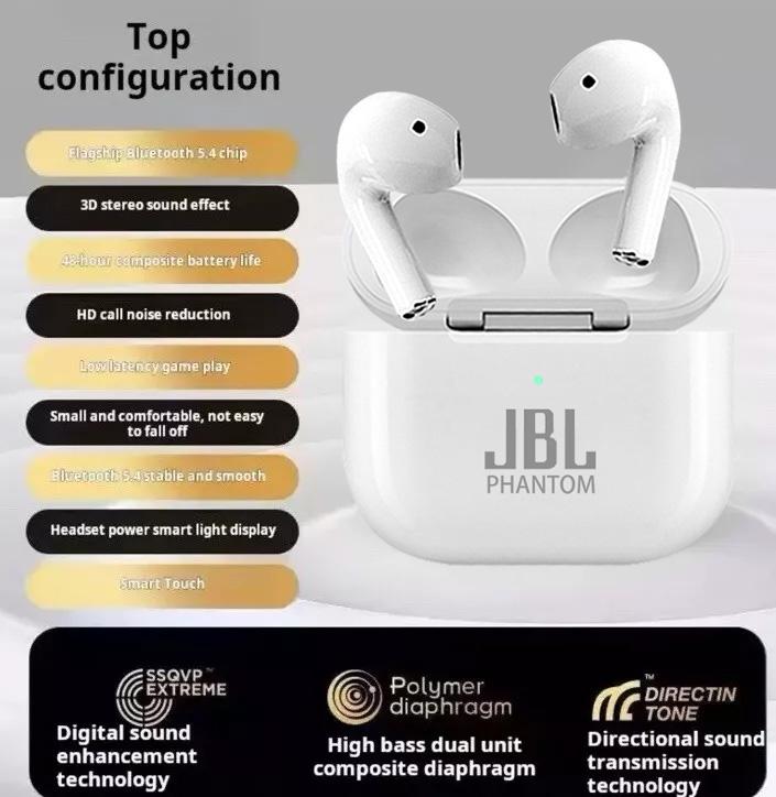 Tai Nghe Nhét Tai Nghe Không Dây JB-L Phantom HiFi Tai Nghe Bluetooth 5.3 Tai Nghe Trong Tai Có Mic Khử Tiếng Ồn ENC 48H Âm Trầm Sâu Âm Thanh Nổi Tai Nghe Chống Nước Thích Hợp Cho Thể Thao
